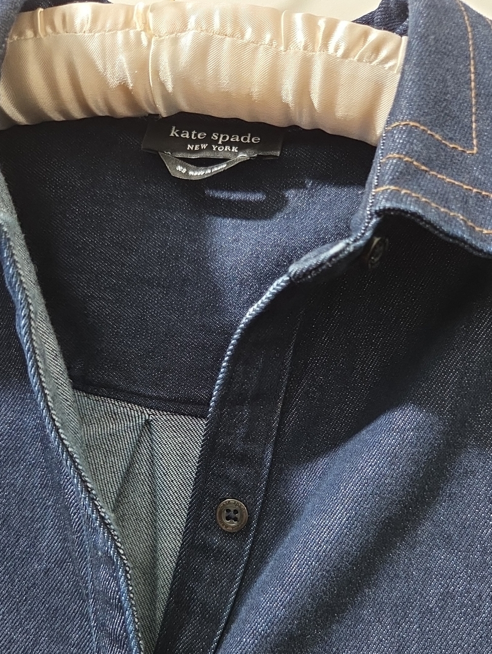 Kate Spade Denim Trapunto Mini Shirt Dress. - Picture 2 of 5